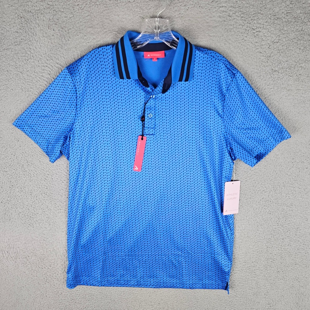 REDVANLY Polo Mens M Marine Pascal R2503 Short Sleeve Geometric Print Golf Shirt